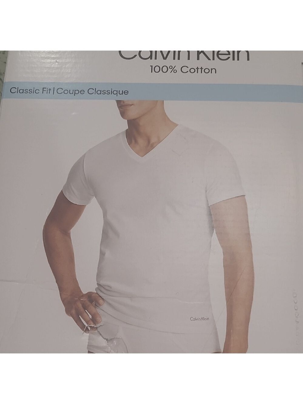 Calvin Klein White V-Neck Undershirt 100% Cotton 2 Pieces New Medium